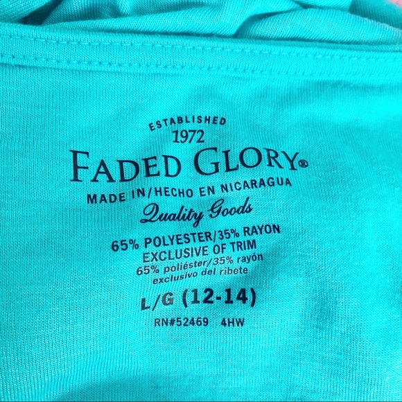 💕Faded Glory Top Racerback Embroidered Tank tunic size Lg 12/14 - Picture 3 of 3